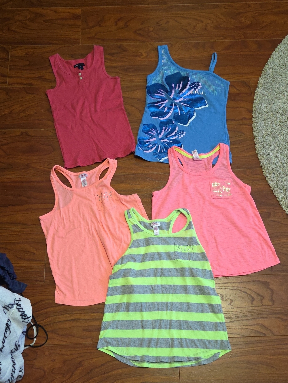 Justice Gap Girls Tank Top Bundle - Pink, Coral, Blue, Neon Green